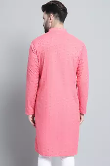 Red embroidered cotton men-kurtas