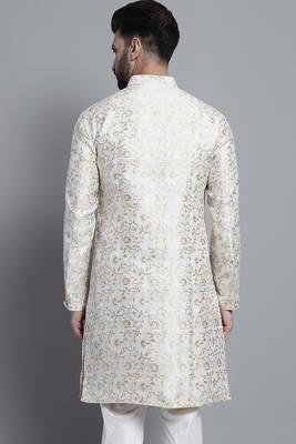 Men designer White sherwani with golden print by treemoda 2