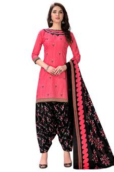 Pink printed cotton salwar