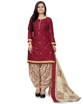 Maroon printed cotton salwar 1