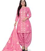 Pink printed cotton salwar