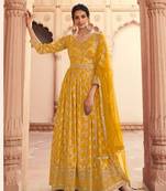 Yellow brocade silk salwar