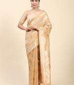 Peach Plain Cotton Saree With Blouse