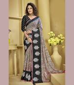 Multicolor embroidered chiffon saree with blouse