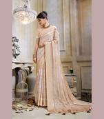Orange embroidered pure chiffon saree with blouse
