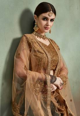  Black Thread And Sequins Embroidered Net Semi Stitched Lehenga Choli For Partywear 6
