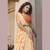 Orange embroidered pure chiffon saree with blouse