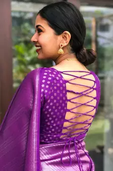 Wine Banarasi Silk Saree With Blouse Piece
