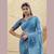 Blue embroidered chiffon saree with blouse