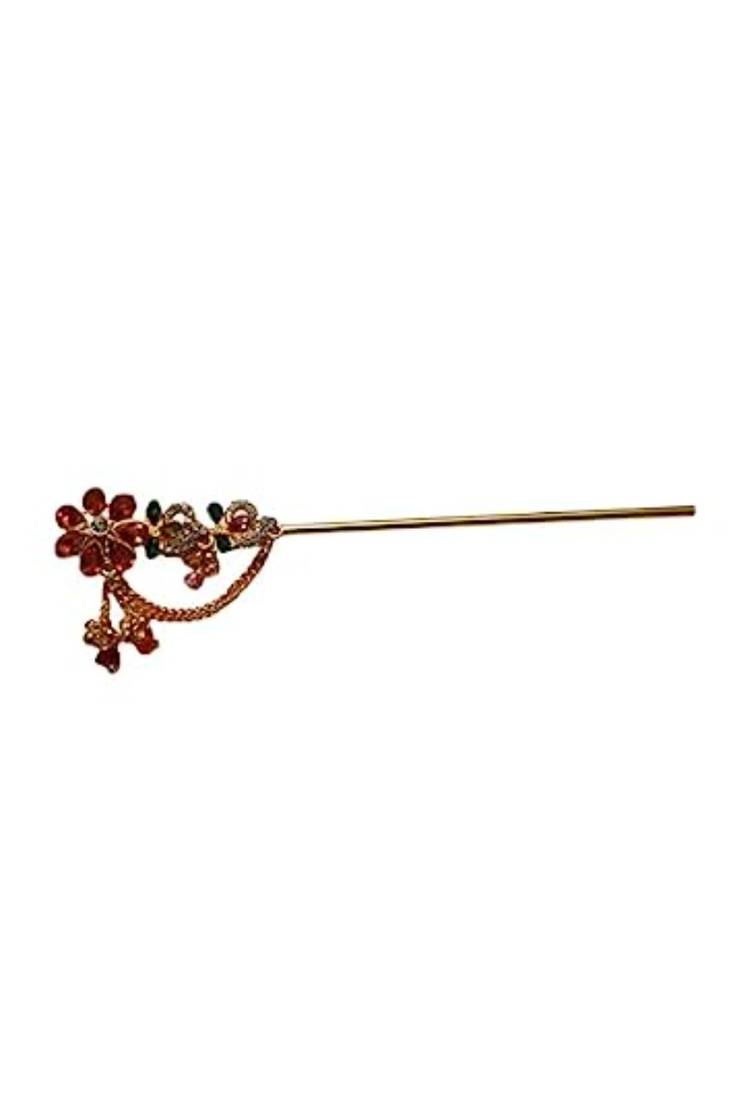 Salvus APP SOLUTIONS Beautiful Multi Color Metal Flower Design Basuri for Krishna Statue/Flute for Laddu Gopal (6 Inch)