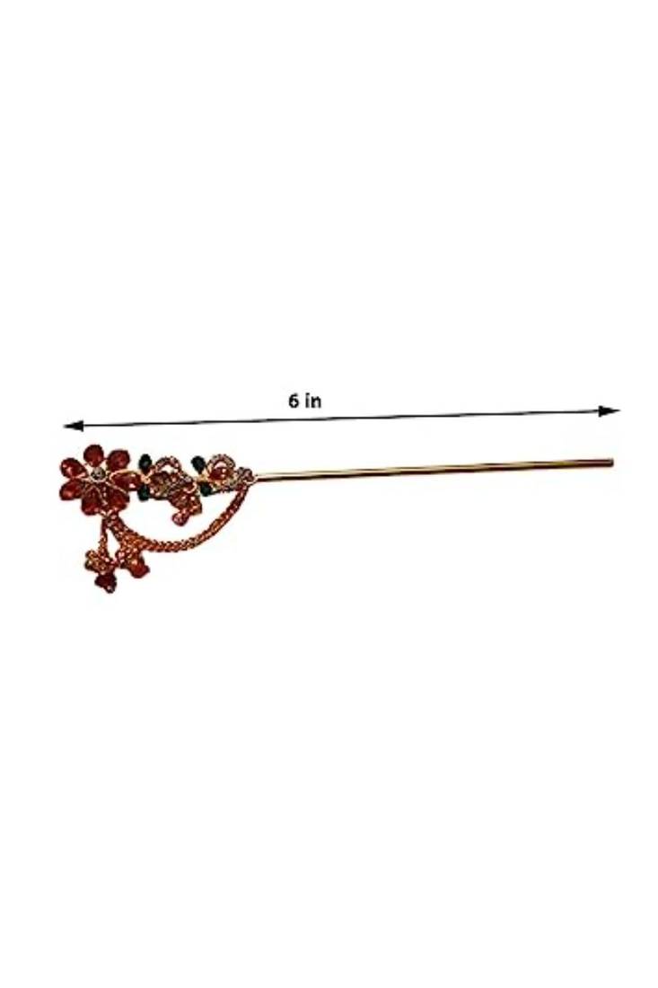 Salvus APP SOLUTIONS Beautiful Multi Color Metal Flower Design Basuri for Krishna Statue/Flute for Laddu Gopal (6 Inch)