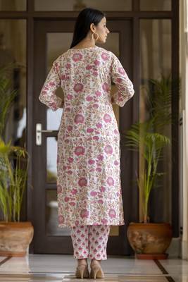 Pink embroidered cotton long-kurtis 2