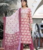 Pink embroidered silk long-kurtis