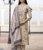Cream embroidered silk long-kurtis