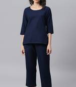 Navy-blue plain cotton salwar