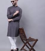 Grey plain pure cotton men-kurtas