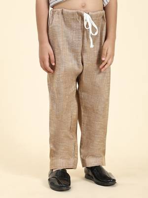 Brown woven cotton boys-kurta-pyjama 4