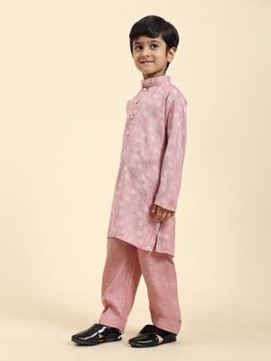 Pink woven cotton boys-kurta-pyjama 2