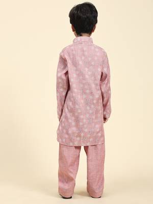 Pink woven cotton boys-kurta-pyjama 3