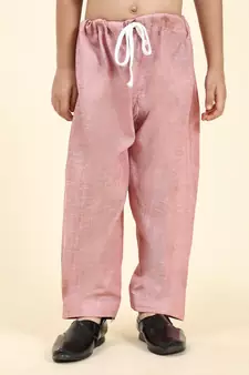Pink woven cotton boys-kurta-pyjama