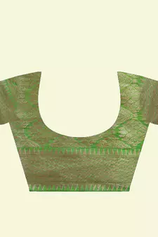 Green woven georgette saree with blouse
