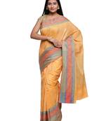 Orange woven art silk saree with blouse
