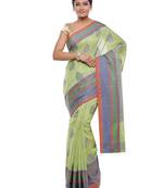 Green woven art silk saree with blouse