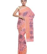 Peach woven art silk saree with blouse