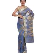 Grey woven art silk saree with blouse