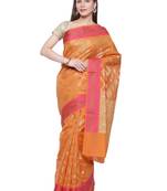 Orange woven art silk saree with blouse