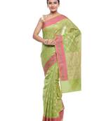 Green woven art silk saree with blouse
