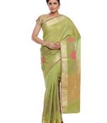 Green woven art silk saree with blouse