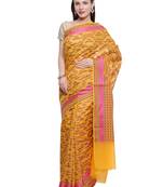 Yellow woven art silk saree with blouse