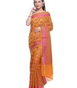 Orange woven art silk saree with blouse