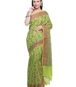 Green woven art silk saree with blouse
