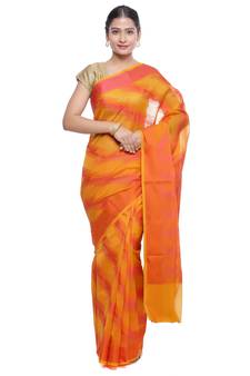 Pink woven art silk saree with blouse