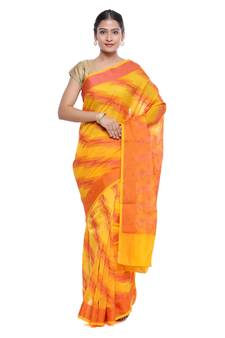 Mustard woven art silk saree with blouse