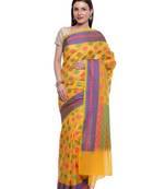 Orange woven art silk saree with blouse