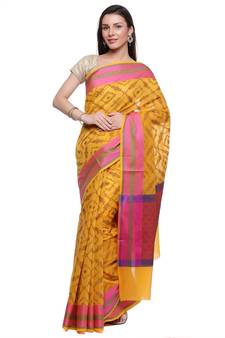Green woven art silk saree with blouse