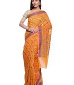 Yellow woven art silk saree with blouse
