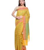 Orange woven art silk saree with blouse