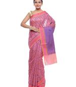 Orange woven art silk saree with blouse