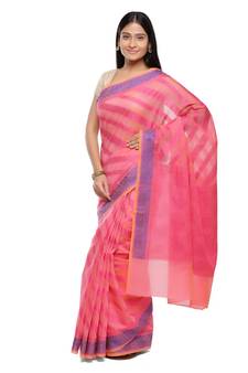 Orange woven art silk saree with blouse
