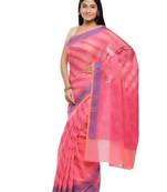 Orange woven art silk saree with blouse