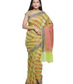 Pink woven art silk saree with blouse