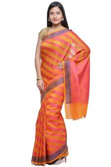 Green woven art silk saree with blouse