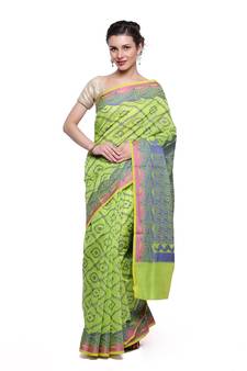 Beige woven art silk saree with blouse