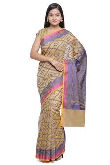 Green woven art silk saree with blouse