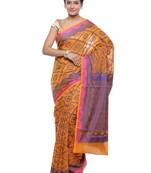 Cream woven art silk saree with blouse