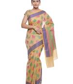 Green woven art silk saree with blouse